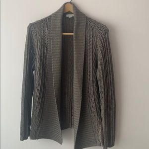Garnet Hill Taupe cabled cardigan